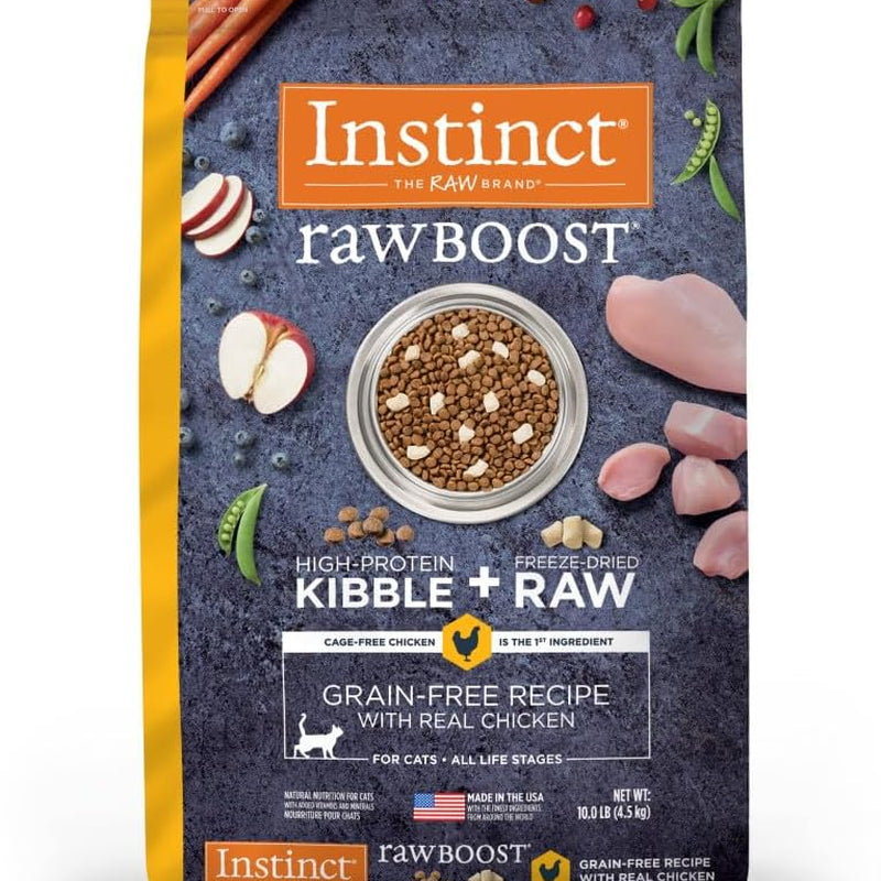 Instinct Raw Boost, Natural Dry Cat Food with Freeze Dried Pieces, High Protein, Grain Free Recipe - Real Chicken, 10 Lb. Bag