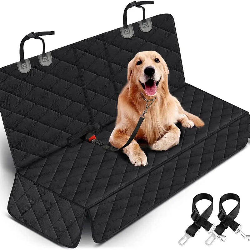 Dog Car Seat Cover - Waterproof Back Seat Protector for Pets, Non-Slip Design with Armrest Compatibility for Most Vehicles - Black
