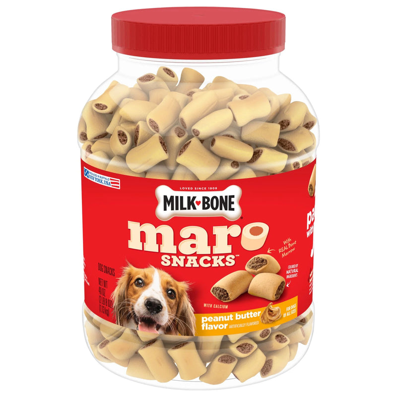 Milk Bone Marosnacks Peanut Butter Flavor Dog Treats with Bone Marrow, 40 Oz