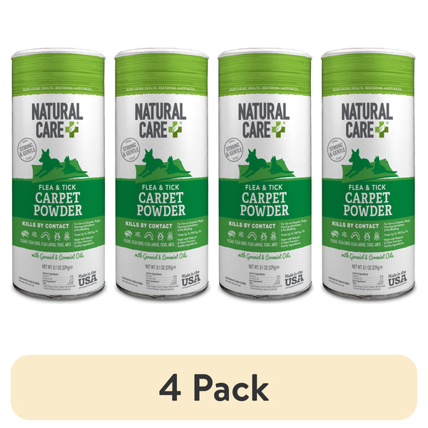 (4 Pack) Natural Care Flea and Tick Carpet Powder - 8.1 Ounce Canister