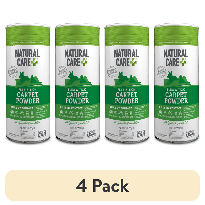 (4 Pack) Natural Care Flea and Tick Carpet Powder - 8.1 Ounce Canister