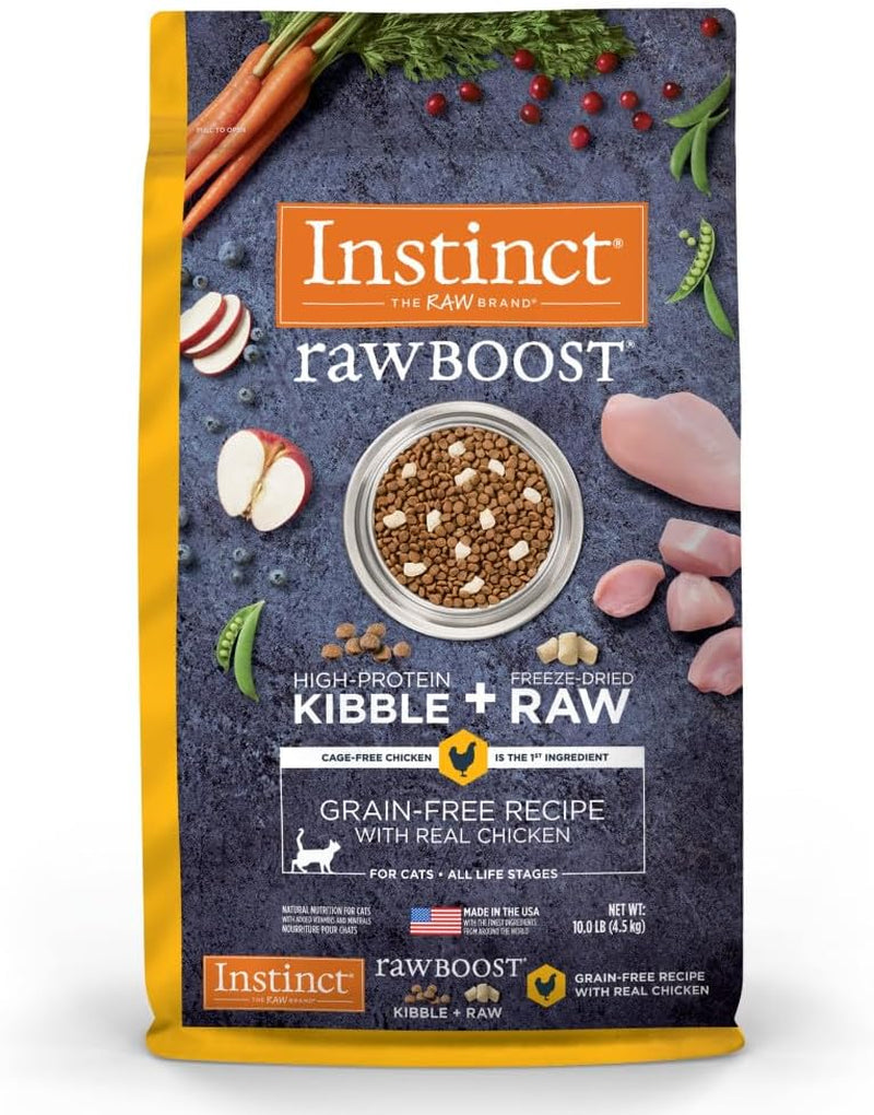 Instinct Raw Boost, Natural Dry Cat Food with Freeze Dried Pieces, High Protein, Grain Free Recipe - Real Chicken, 10 Lb. Bag