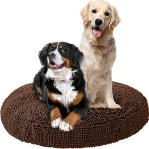 Soggy Doggy Super Snoozer Dog Bed - Microfiber Chenille round Bed for Dogs - Moisture Wicking Comfort - Removable Washable Cover (Dark Chocolate, Extra-Large 42”X42”X7”)