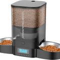 Honeyguaridan 3.5L Automatic Cat Feeder for Two Cats, Food Dispenser with Stainless Steel Bowl,Timed Cat Feeder Programmable 1-6 Meals Control, Dual Power Supply,10S Meal Call Black