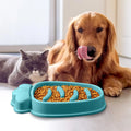 Slow Feeder Dog Bowl - Anti-Gulping Puzzle Dish for Small & Medium Breeds - Non-Slip Green Carrot Design