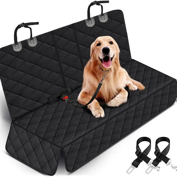 Dog Car Seat Cover - Waterproof Back Seat Protector for Pets, Non-Slip Design with Armrest Compatibility for Most Vehicles - Black