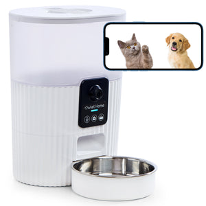Owlet 1080P Home Smart Pet Feeder with Wi-Fi Auto Night Vision Camera, White