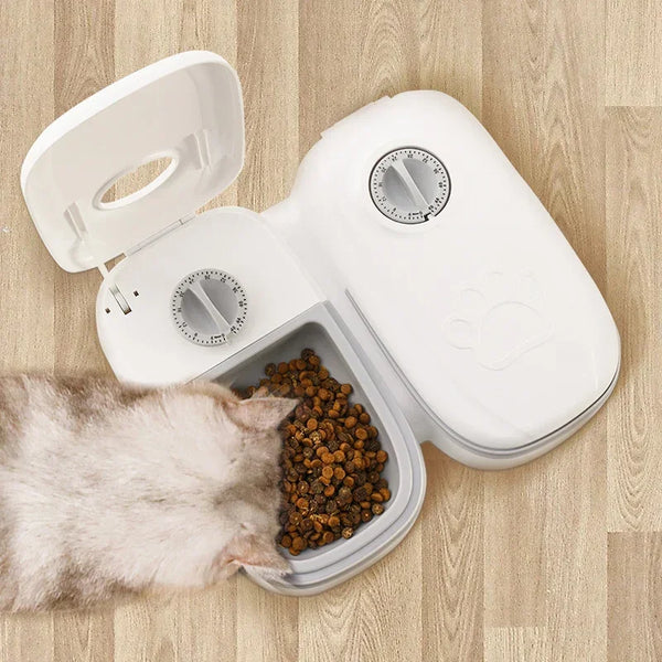 Pet Automatic Timing Feeder 700ML Large Capacity Dry Wet Food Container Electric Dog Double Dish Bowl for Cats Dogs Feeders Bowl