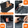 Dog Car Seat Cover - Waterproof Back Seat Protector for Pets, Non-Slip Design with Armrest Compatibility for Most Vehicles - Black