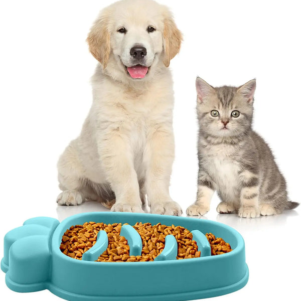 Slow Feeder Dog Bowl - Anti-Gulping Puzzle Dish for Small & Medium Breeds - Non-Slip Green Carrot Design