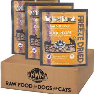 Northwest Naturals Freeze-Dried Duck Cat & Kitten Food – Bite-Sized Nibbles – Healthy, Limited, Human-Grade Ingredients, All-Natural, High-Protein – Complete & Balanced, Grain-Free – 11 Oz (Pack of 3)