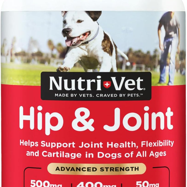 Nutri-Vet Advanced Strength Hip & Joint Chewable Dog Supplements - Formulated with Glucosamine & Chondroitin to Support Dog Cartilage & Mobility - 300 Tablets