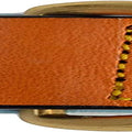 Padded Leather Dog Collar, Tan and Teal, Size Medium, 20