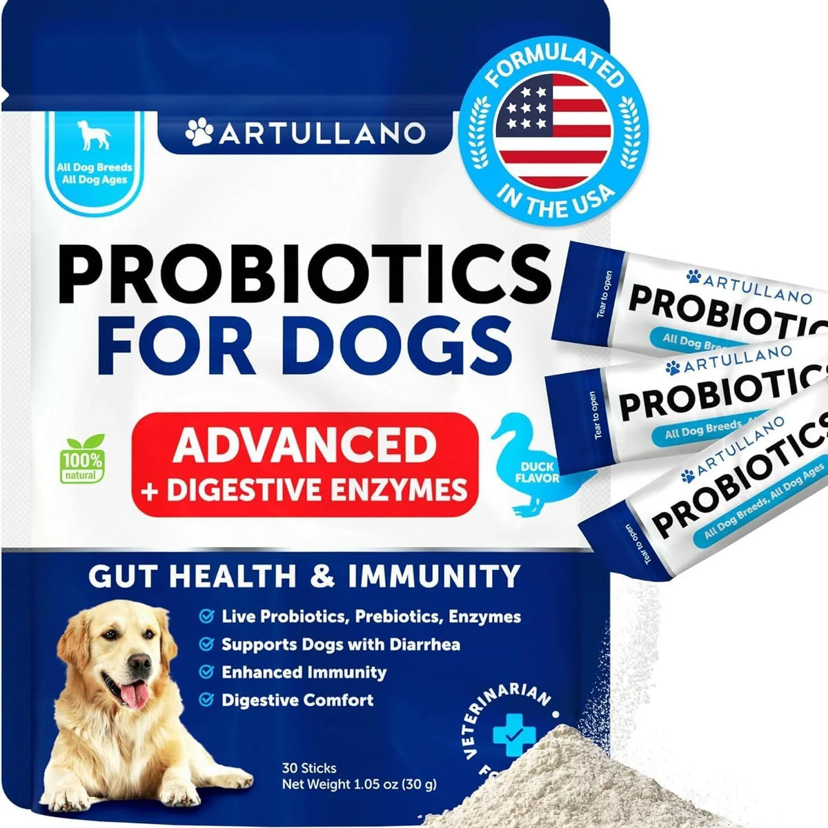 Probiotic Powder for Dogs Support Gut Health Itchy Skin Allergies Immunity